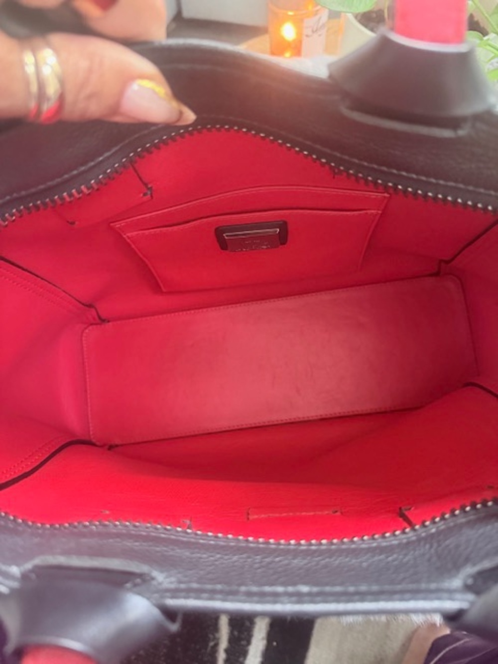 Christian Louboutin Kabiker Tote Bag Grain Calf Leather Black and Red - Picture 8 of 10